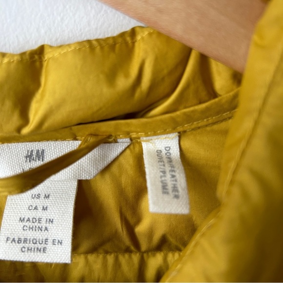 H&M  yellow down snap front lightweight puffer‎ coat M - Picture 6 of 8